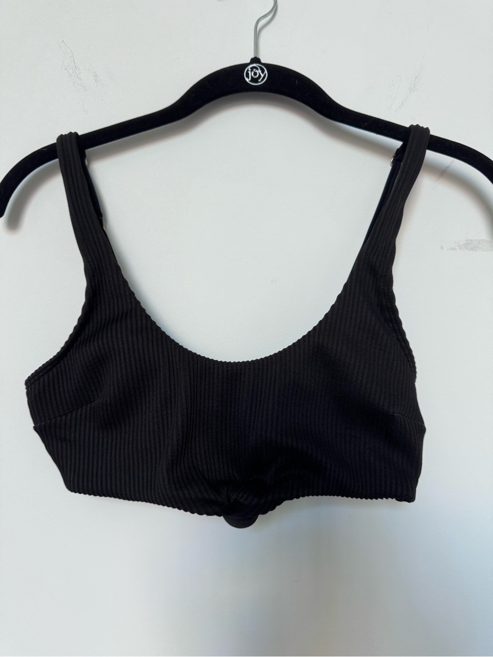 Hollister Black Ribbed Scoop Bikini Top